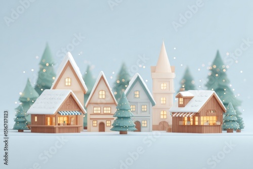 Wallpaper Mural illustration of christmas market in various artistic styles Torontodigital.ca