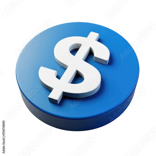 Blue circle dollar sign isolated on transparent background