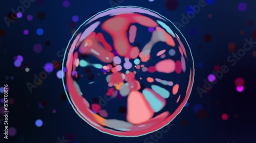 Abstract Colorful Bokeh Explosion Inside Glass Sphere - 4K Animated Background