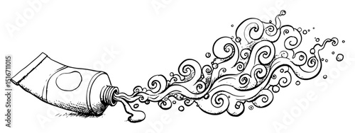 toothpaste tube with decorative swirl