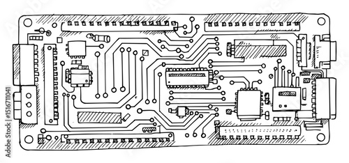 Wallpaper Mural electronic circuit board top view illustration Torontodigital.ca