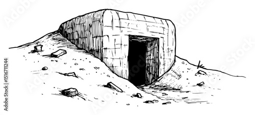 underground concrete bunker in desert