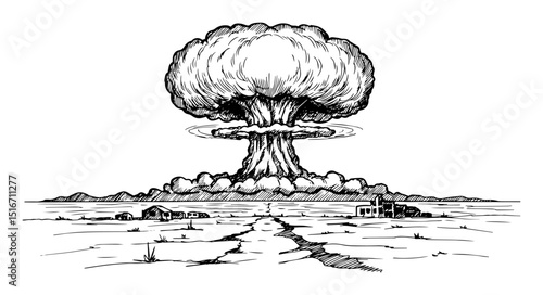 nuclear explosion mushroom cloud landscape