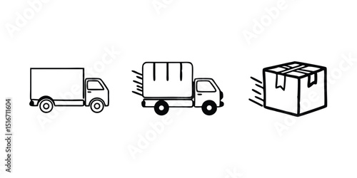 Fast and Reliable Delivery Truck Icons  Shipping, Transportation, Logistics