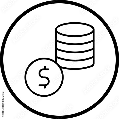 Stack Of Coins Line Icon Style