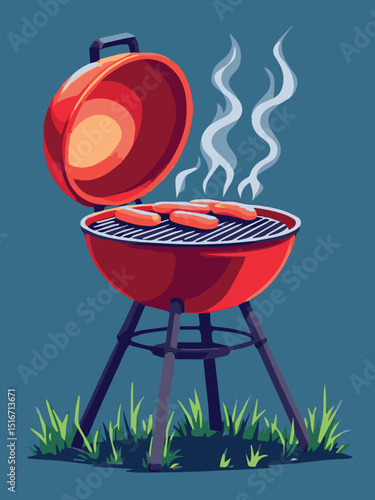 Open Barbecue Grill with Smoke – Backyard Cookout Scene
