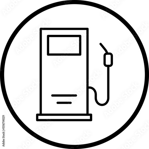 Petrol Station Line Icon Style