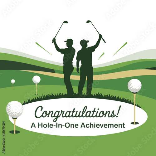 Golf Achievement Celebration Vector Illustration