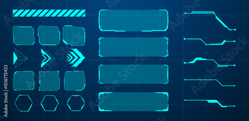 set futuristic element blue vector illustration