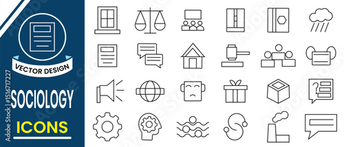 Sociology icons, vector set. Outline icon set of sociology for ui, ux, web design. Vector illustration.