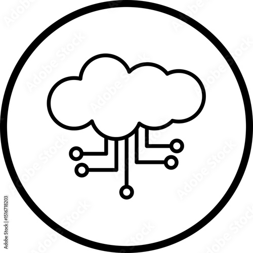 Cloud Computing Line Icon Style