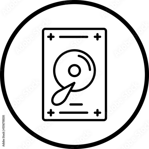 Hard Disk Line Icon Style