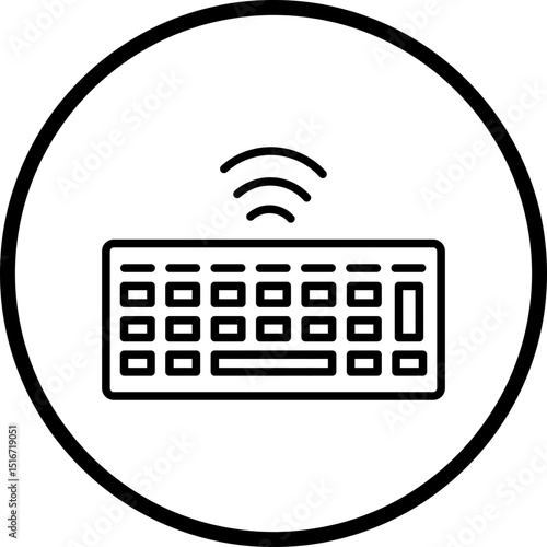Wireless Keyboard Line Icon Style