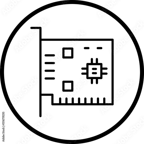 Network Interface Card Line Icon Style