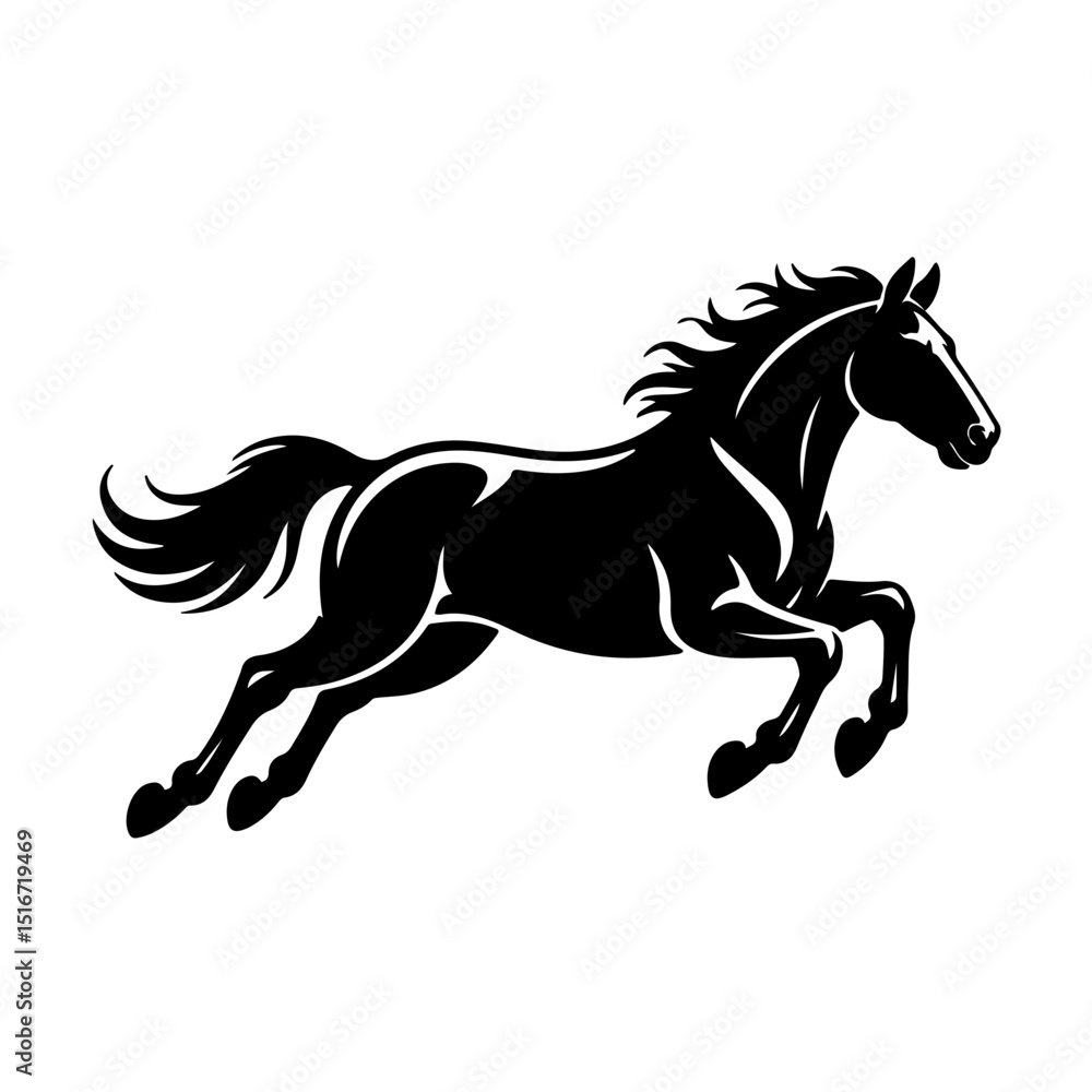 Obraz premium Elegant Black Horse Silhouette Art