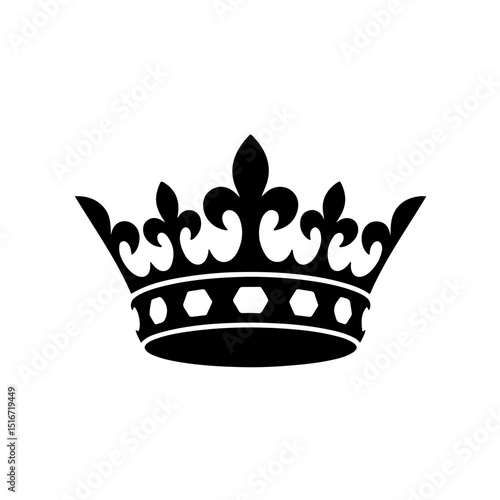 Elegant Black Crown Silhouette Vector