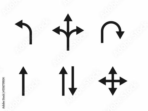 Simple black directional arrows on white background