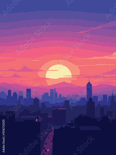 sunset over the city