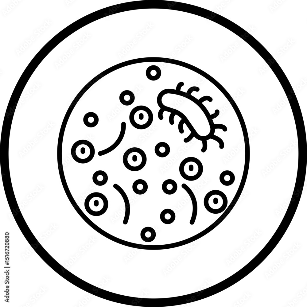Obraz premium Bacteria Line Icon Style