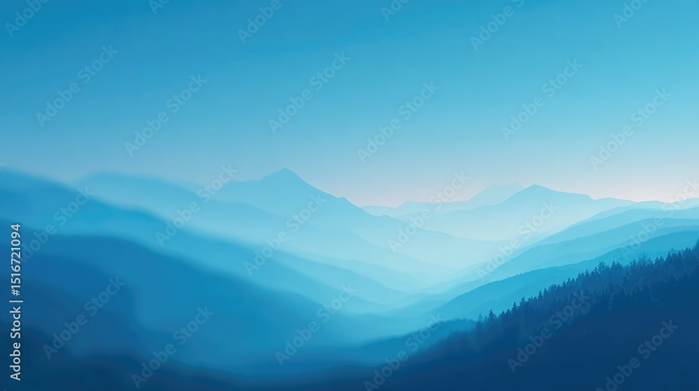 Fototapeta premium serene national park landscape with out-of-focus silhouettes of hikers blurred in background