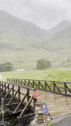 old wooden bridge in rain
