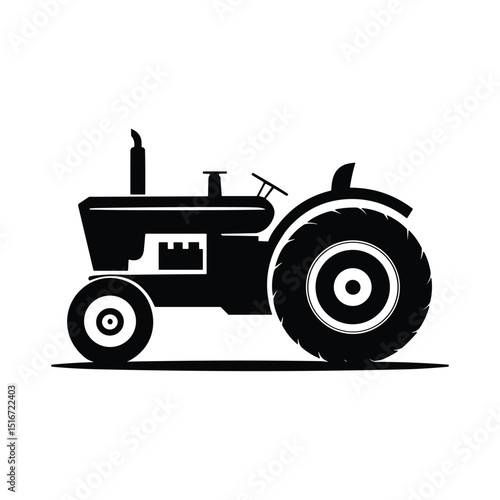  Tractor Silhouette Vector Illustration – Farm Equipment Icon for Agriculture and Rural Design Concepts