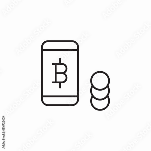 bitcoin phone icon sign vector