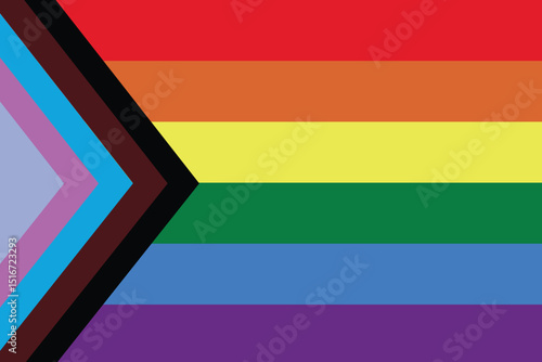 This vibrant flag represents inclusivity within the LGBTQ+ community, blending the classic rainbow colors with additional stripes to recognize marginalized groups