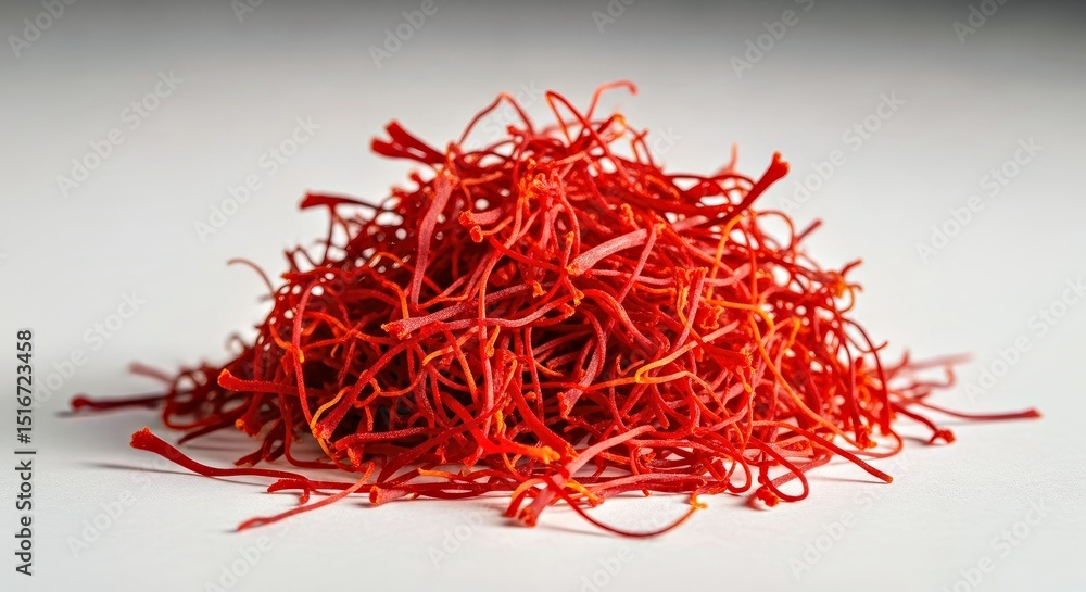 Fototapeta premium Pure Raw Organic Red Saffron Spice Threads Premium Quality Cooking Ingredient Crocus Sativus