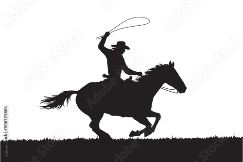 Black vector silhouette illustration of a horse and rider, perfect for equestrian sport or warrior art