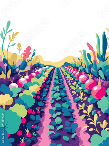 Colorful Vegetable Garden Rows
