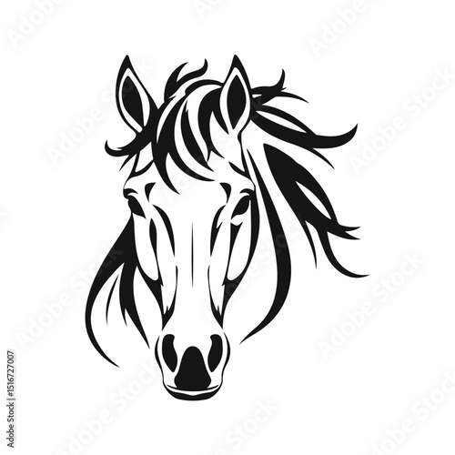 Horse head silhouette, horse head logo, animal emblem, horse symbol, vector illustration	