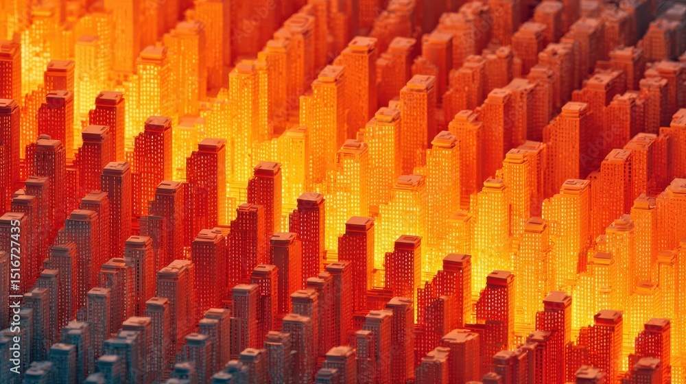 Fototapeta premium Glowing staircases symbolizing call resolution digital environment 3d visualization abstract view