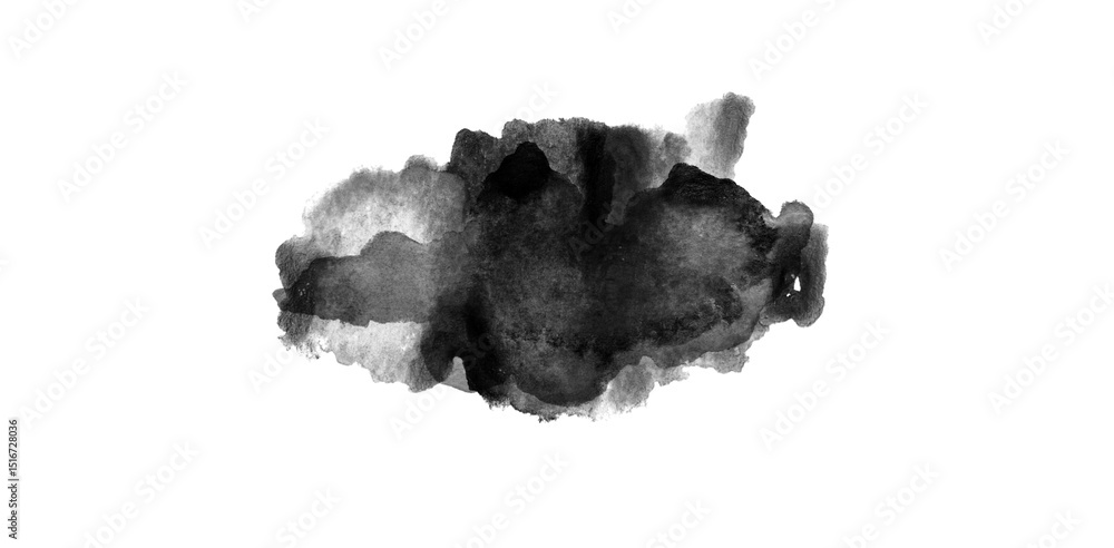 Obraz premium Rich black ink wash texture with abstract bleed and watercolor dispersion, great for poster backgrounds, collage elements, and textured raster compositions