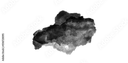 Dynamic ink stain texture with splatter fringe and rough perimeter, suitable for bold artistic layouts, expressive print graphics, or grunge overlay design work