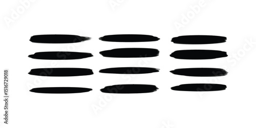 Compact vector brush pack with elongated stroke shapes and subtle tapering, great for layout accents, typography textures, visual sample assets, or creative ink stroke compilations