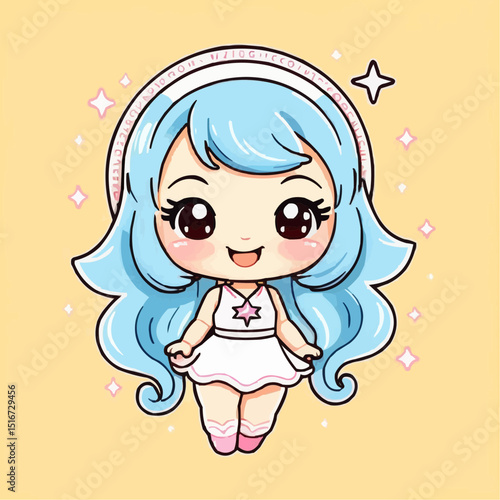 Sweet cartoon Virgo zodiac sign girl vector illustration, charming astrological symbol for horoscope and astrology graphics            