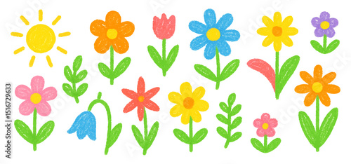 Set of spring flowers