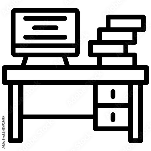 Office Desk Outline Icon