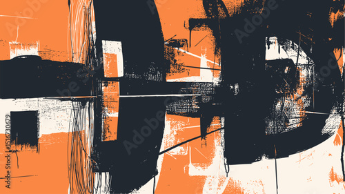 Abstract vector background with bold orange, black, and beige brushstrokes. Expressive, painterly, and modern design with a dynamic, grunge texture.