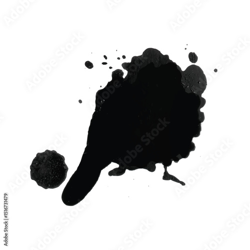 Creative abstract ink drop texture with natural splatter effects and random blot formations, perfect for posters, backgrounds, and creative artwork.