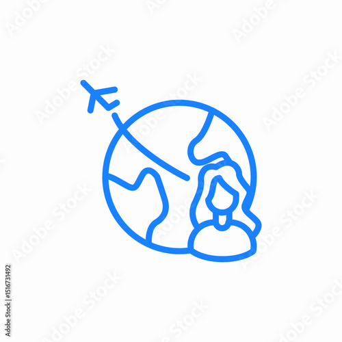 wordl traveller woman icon sign vector