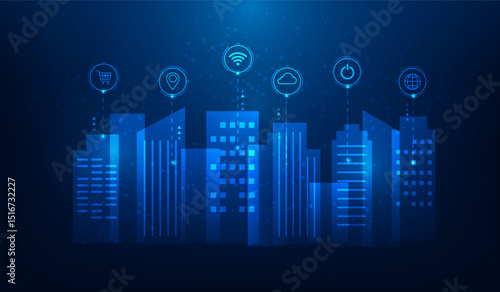 smart city iot with icon network digital technology background. city ai and internet data network connection. vector illustration fantastic technology.