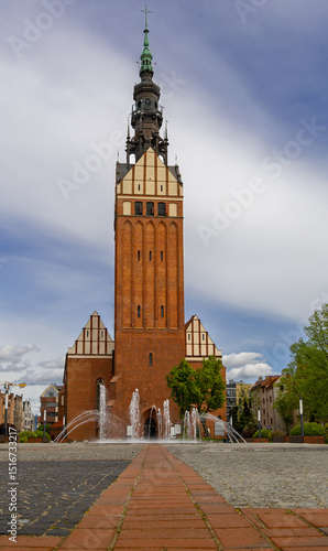 Elblag, view of the Cathedral from the cathedral square, northern Poland