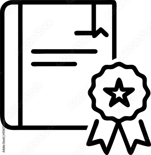 Educational Award - related Vector Icon. Shows closed book with medal, representing educational honors. Editable lines. Vector illustrations.