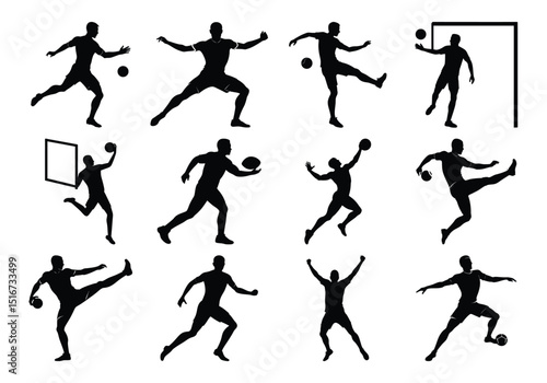 Wallpaper Mural a Silhouette vector Football Human Plying On white background Torontodigital.ca