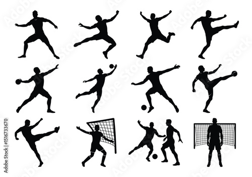 Human Football Parlaying vector silhouette on white background   