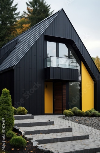 Modern black a-frame house