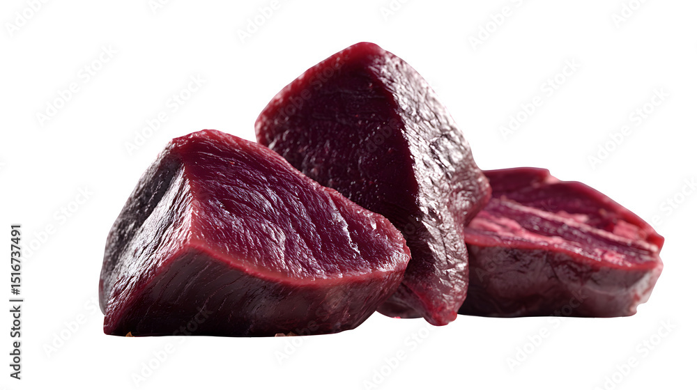 Fototapeta premium 3D render of raw venison steak, dark lean meat, moody shadows