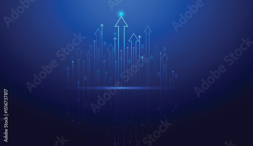 business arrow showing upward finance investment profit growth line technology. market chart profit money. vector illustration hi-tech.
